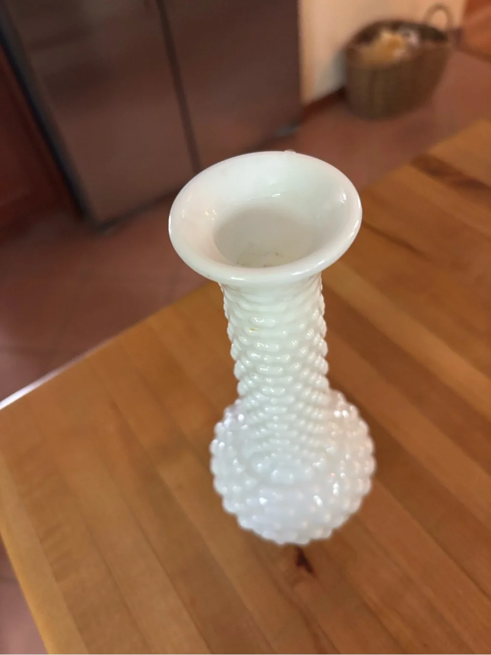E O Brody Co. M-2900 Made in U.S.A Hobnail Bud Vase White Milk Glass Vintage